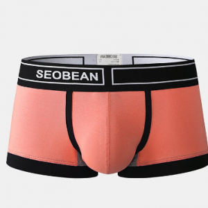 Cotton Comfortable Patchwork Pure Color Mens Low Waist Ditsy Print Boxer Briefs discountshub