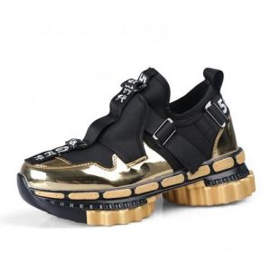 Explosions Men's Personality Gear Thick-soled Sneakers-gold discountshub