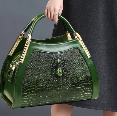 Genuine leather crocodile pattern handbag Women middle-aged female bag mother bag shoulder messenger bag multi-layer large bag discountshub