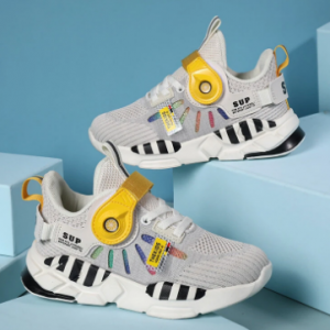 HOBIBEAR Boys Stylish Breathable Knitted Fabric Lightweight Running Casual Sneakers discountshub