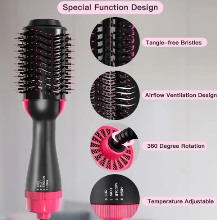 Hair Dryer Brush 4 In 1 Multifunction Negative Ion Electric Hair Dryer And Volumizer Hair Straightener Curler Styling Tools discountshub