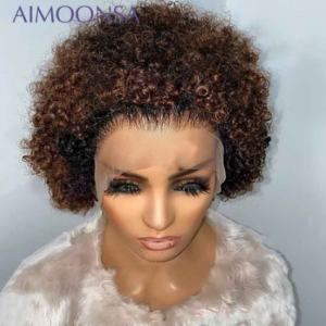 Honey Blonde Lace Front Wigs Bob Short Curly Human Hair Wig Ombre Pixie Wig Human Hair 250 Density Lace Wig Preplucked Remy 13x4 discountshub