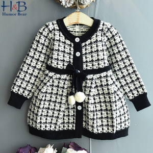 Humor Bear 2020 Fall Girls Autumn Dress-Style Tops 2020 New Baby Knitted Bottoming Shirt Baby Sweater Kids Clothing Plaid Dress discountshub