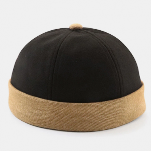 Men & Women Contrast Color Retro Skull Caps Adjustable Brimless Hats discountshub