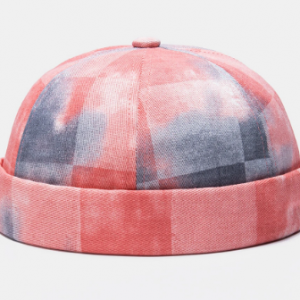 Men & Women Tie-Dye Lattice Pattern Fashion Skull Caps Brimless Cap discountshub