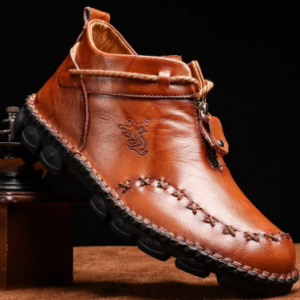 Menico Men Hand Stitching Cow Leather Non Slip Soft Sole Casual Boots discountshub