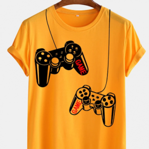 Mens Game Handle Fun Style O-neck Loose Breathable T-shirt