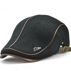 Men's Knit Flat Cap Padded Warm Beret Caps Casual Outdoor Visor Forward Hat discountshub