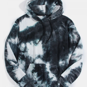 Mens Tie-Dye 100% Cotton Kangaroo Pocket Casual Pullover Hoodie discountshub