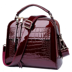 Patent Leather Crocodile Pattern Handbag Shell Solid Leisure Crossbody Bag discountshub