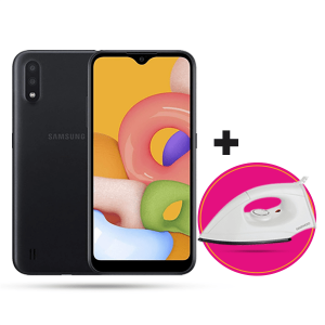 Samsung Galaxy A01 Black + Free Dry Iron (16gb Rom +2gb Ram, 13mp, Dual Sim) discountshub