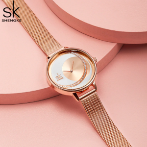 Shengke Crystal Lady Watches Luxury Brand Women Dress Watch Original Design Quartz Wrist Watches Creative Relogio Feminino discountshub