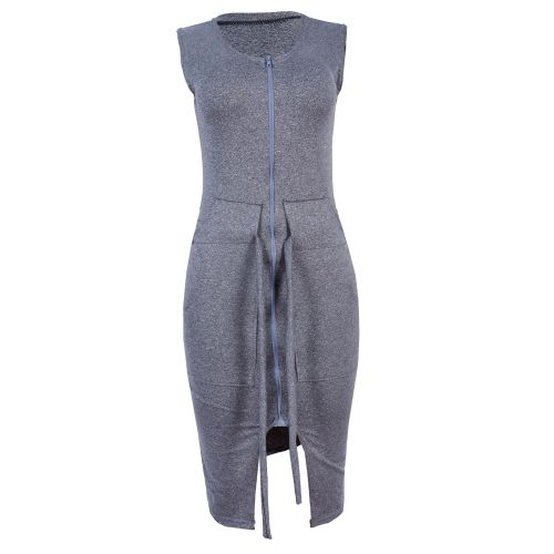 Sleeveless Bodycon Dress - Grey discountshub