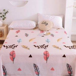 Small Fresh Pure Cotton Leaves Print Bedroom Single Sheets discountshub
