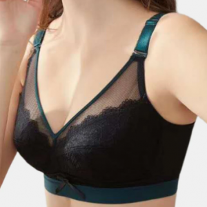Women Cotton Lace Wireless Gather Full Cup Bowknot Front Thin Comfy Bra discountshub