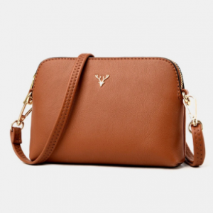 Women Crossbody Bags Medium Dome Leather Shoulder Purses Lightweight Handbags with Multi Pockets discountshub