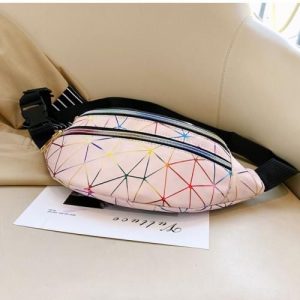 Women's PU Sports Laser Waist Bag Chest Bag-Pink discountshub