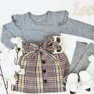 toddler baby girl two pieces set ruffle t shirt plaid skirt kids girl outfit clothing sets discountshub