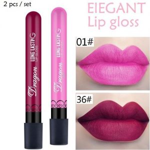 2pcs Lady Makeup Velvet Matte Non Sticky Cup Lip Gloss discountshub