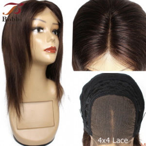 BOBBI COLLECTION 4x4 Lace Closure Wig Cheap Human Hair Wigs Straight Natural Black Brown Short Remy Hair 12-20 inch 150% Density discountshub