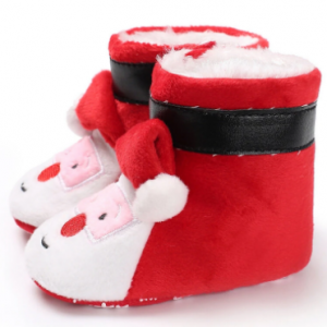 Baby Toddler Shoes Cute Santa Claus Round Toe Warm Soft Christmas Snow Boots discountshub