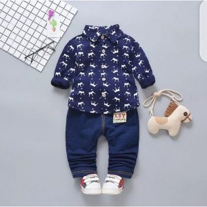 Boys Longsleeve Shirt And Trouser Set 2pcs discountshub