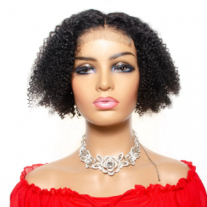 Brazilian Afro Kinky Curly Wig 4x4 Lace Closure Short Bob Wigs 100% Human Hair Short Pixie Cut Wigs Yepei Remy Hair discountshub