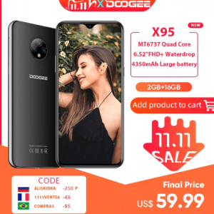 DOOGEE X95 Cellphones 6.52''MTK6737 16GB ROM Dual SIM 13MP Triple Camera 4350mAh SmartPhones Mobile Phone Android 10 OS 4G-LTE discountshub