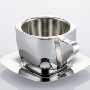 Double Anti-hot Insulation Square Milk Tea Cup and Saucer Tea Cup Stainless Steel Coffee Cup discountshub