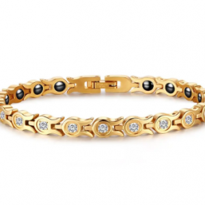 Fashion Chain Gold Bracelet Magnetic Therapy Zirconia Stainless Steel Single Row Bracelet for Women discountshub