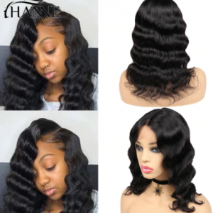 HANNE Hair Lace Front Middle Part Human Hair Wigs Loose Deep Wave Short Hair Wig Brazilian Glueless Wigs For Women discountshub