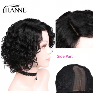 HANNE Hair Short Curly Bob Wig 1b#/30#/99j Color Brazilian Human Hair L Part Human Hair Wigs Wave Remy Wig For Black/White Women discountshub