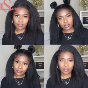 LS HAIR 13x4 lace Front wig Brazilian Kinky Straight Human Hair bob Wigs 4x4 lace closure Pre Plucked Remy wigs For Black Women discountshub