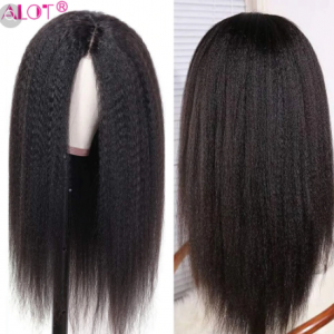 Lace Wig Pre Plucked With Baby Hair Brazilian Remy Kinky Straight Human Hair Wigs Glueless 13x1 Lace Part Wigs 180% 10-28 Inch discountshub