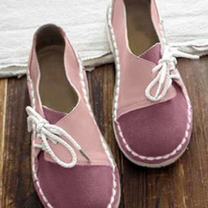 Large Size Women Casual Soft Splicing Lace Up Flat Loafers discountshub