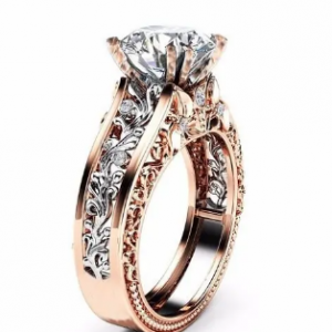 Luxury Topaz Stone Inlaid 14K Rose Gold Flower Hollow Platinum Rings Wedding Gift for Her discountshub