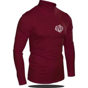 Maroon Crested Turtle Neck Tshirt discountshub