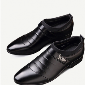 Men Classic Metal Buckle Ponited Toe Business Dress Wedding Shoes discountshub
