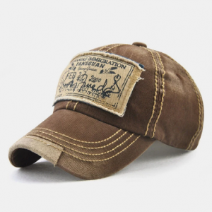 Men Washed Cotton Letter Pattern Patch Baseball Cap Outdoor Sunshade Adjustable Hats discountshub