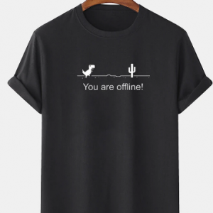 Mens Slogan & Cartoon Dinosaur Print Casual Thin O-Neck T-Shirts discountshub