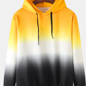 Mens Tie-Dye Ombre Print Leisure Loose Fit Drawstring Pullover Hoodies discountshub
