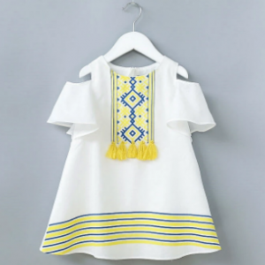 Off Shoulder Toddler Girls Short Sleeve Casual Summer Dress For 2-9 Years discountshub