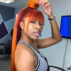 Orange Ginger Straight Wig With Bangs Brazilian Remy Straight Human Hair Wig Pre Plucked For Women Highlight Orange Straight Wig discountshub