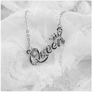 Queen Letter Pendant Necklace Silver discountshub