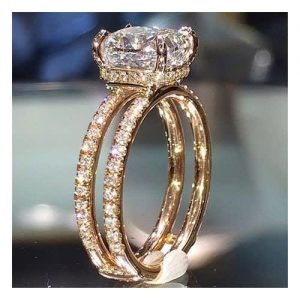 Rose Gold Zircon Womens Engagement Ring discountshub