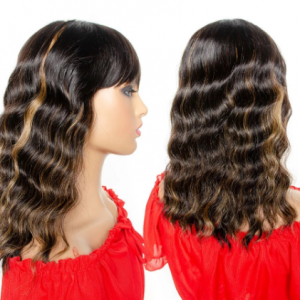 Short Human Hair Bob Wigs Remy Brazilian Body Wave Hightlight Color Honey Blonde Full Machine Made Wigs For Women 130% Density discountshub