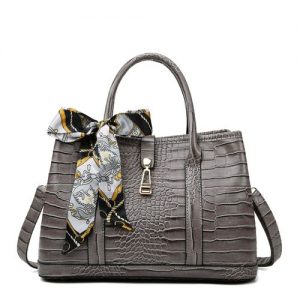 Single Office Ladies Leather Handbag- Grey discountshub
