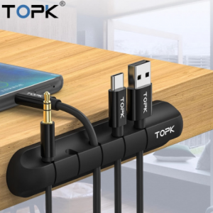 TOPK Silicone USB Cable Winder Desktop Cable organizer Management Multipurpose Clips Cables Protector for Wired headphones discountshub