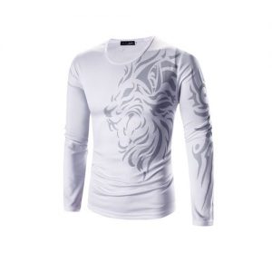 Tattoo Faucet Printing Men's Long-sleeved T-shirt White discountshub