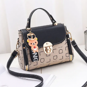 Women Plaid PU Leather Cute Bear Crossbody Bag Casual Handbag discountshub
